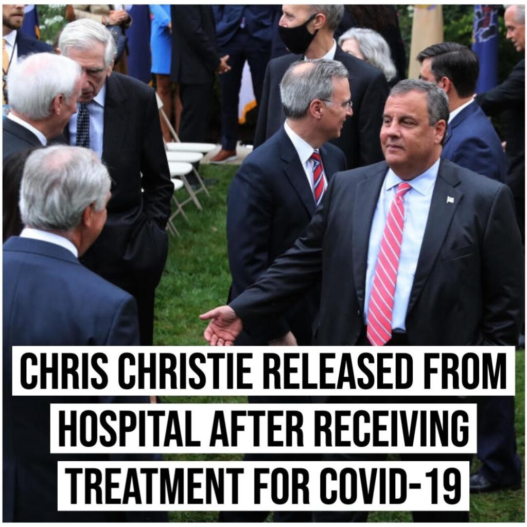 Former New Jersey Governor Chris Christie was released from a NJ hospital on Sat...