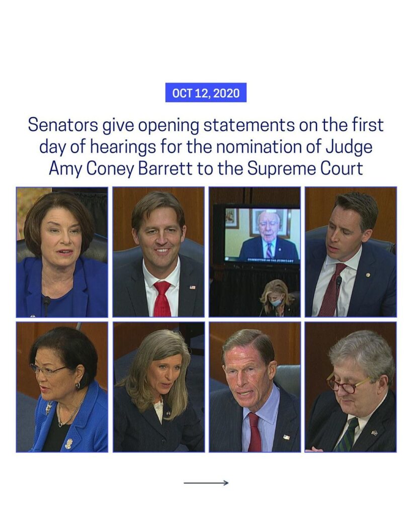 For the first day of hearings for Judge Amy Coney Barrett to the Supreme Court, ...