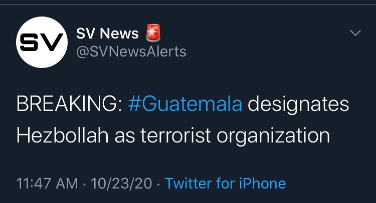 BREAKING: designates Hezbollah as terrorist organization...