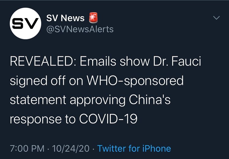 REVEALED: Emails show Dr. Fauci signed off on WHO-sponsored statement approving ...