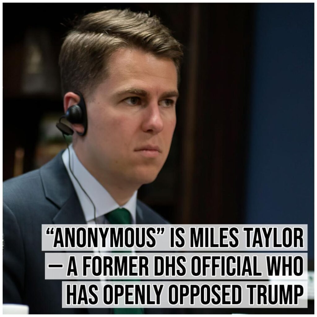 The identity of a senior official in the Trump administration who wrote a New Yo...