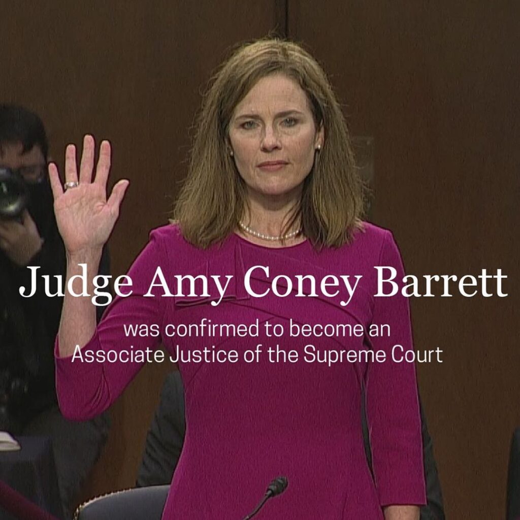 The Senate voted 52-48 to confirm Judge Amy Coney Barrett to be Associate Justic...