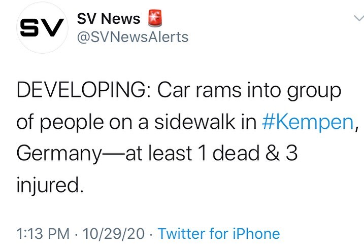 DEVELOPING: Car rams into group of people on a sidewalk in Germany—at least 1 d...
