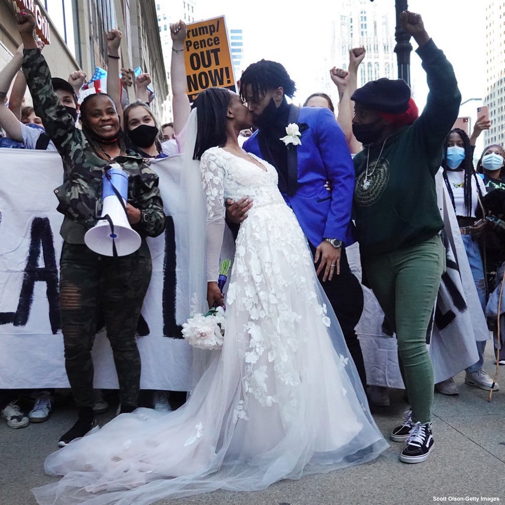 Newlyweds in Chicago and Washington, D.C. celebrate their wedding day with suppo...