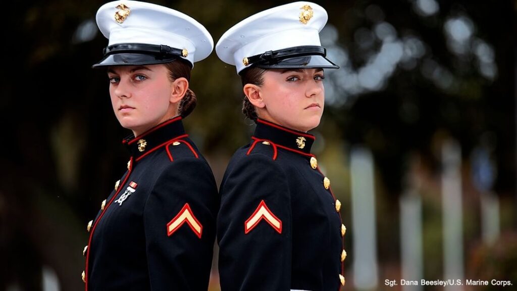 SISTER SOLDIERS: Two sets of sisters—Amber and Ashley Valentine, and Maria, Meli...