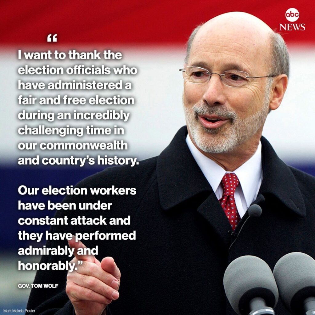 Pennsylvania Gov. Tom Wolf on certification of election results: "I want to than...